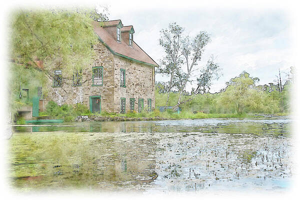 Wall Art - Digital Art - Bedford Mills, Ontario on a Gloomy Day Watercolour by John Twynam