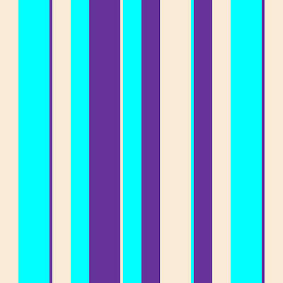 [ Thumbnail: Beige, Aqua, and Purple Colored Lined Pattern Poster ]
