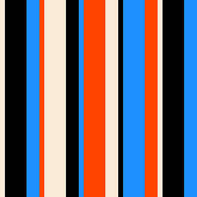 [ Thumbnail: Beige, Black, Blue, and Red Colored Pattern of Stripes Acrylic Print ]