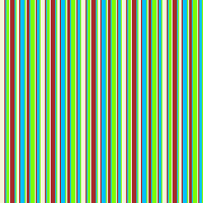 [ Thumbnail: Beige, Brown, Deep Sky Blue, and Green Colored Striped Pattern Acrylic Print ]