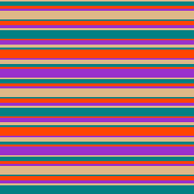 [ Thumbnail: Beige, Teal, Red, and Dark Orchid Colored Pattern of Stripes Art Print ]