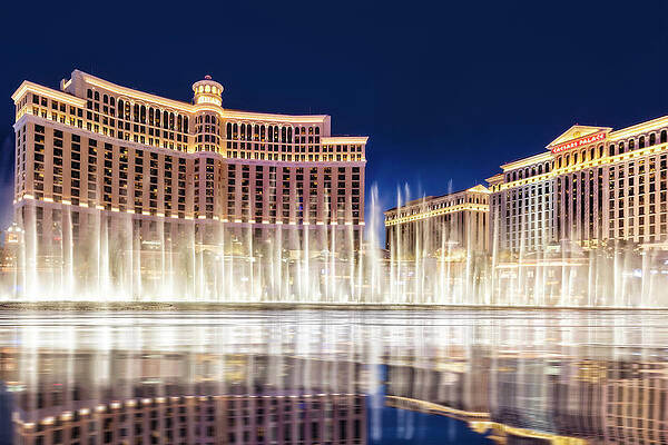 Wall Art featuring the photograph Bellagio Hotel Fountains by Susan Candelario
