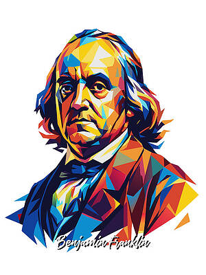 Wall Art - Digital Art - Benjamin Franklin #2 in WPAP Pop Art by Vector Artnesia