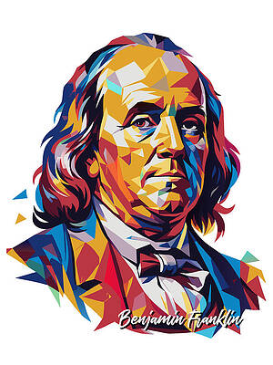 Wall Art - Digital Art - Benjamin Franklin #3 in WPAP Pop Art by Vector Artnesia