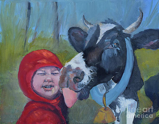 Bessie loves Bo - Cow Licks Boy by Jan Dappen Bessie loves Bo - Cow Licks Boy by Jan Dappen