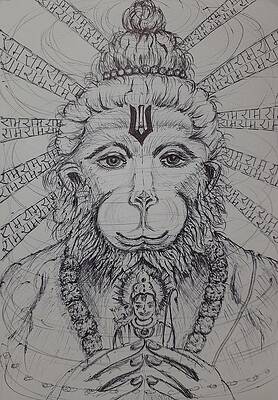 Pencil Sketch Of Hanuman Ji | DesiPainters.com-sonthuy.vn
