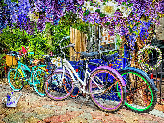 Bicycles at the Bakery Courtyard by Debra and Dave Vanderlaan Bicycles at the Bakery Courtyard by Debra and Dave Vanderlaan