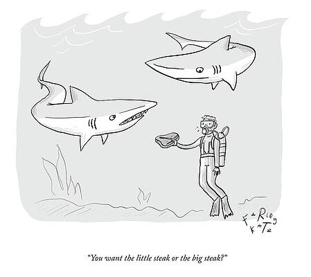 Wall Art - Drawing - Big Steak Little Steak by Farley Katz