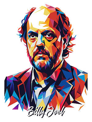 Wall Art - Digital Art - Billy Joel #2 in WPAP Pop Art by Vector Artnesia