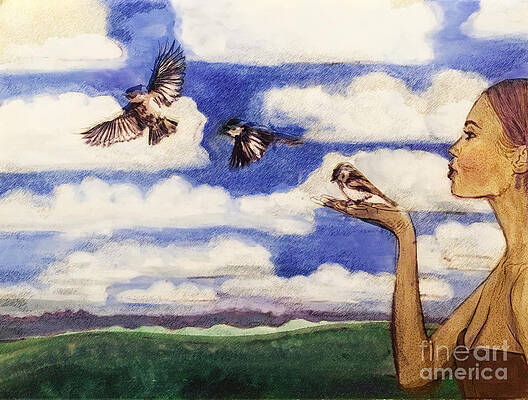 Bird in Hand Two in Sky by Shelley Myers Bird in Hand Two in Sky by Shelley Myers