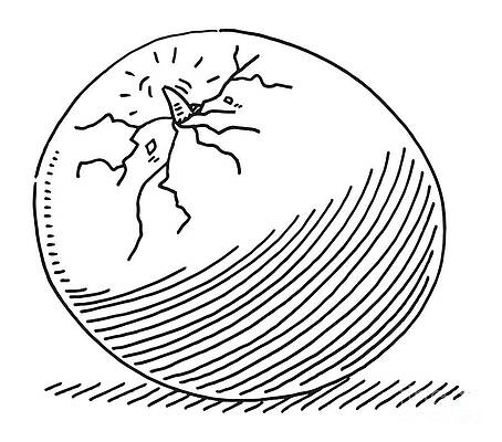 Wall Art - Drawing - Birth Of Bird Cracking Egg Drawing by Frank Ramspott