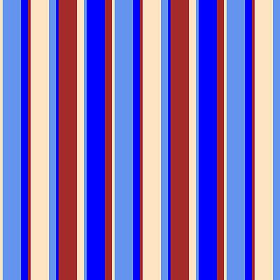 [ Thumbnail: Bisque, Cornflower Blue, Blue, and Brown Colored Stripes Pattern Tote Bag ]