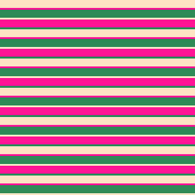 [ Thumbnail: Bisque, Deep Pink, and Sea Green Colored Lined/Striped Pattern Acrylic Print ]