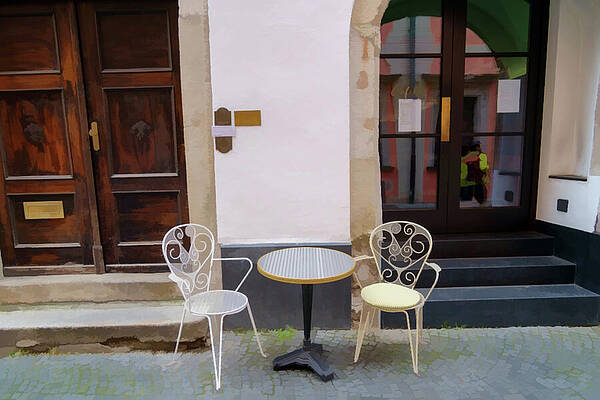 Wall Art - Photograph -  Bistro Table for Two in Passau by Stuart Chard