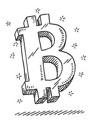 Wall Art - Drawing - Bitcoin Symbol Drawing by Frank Ramspott