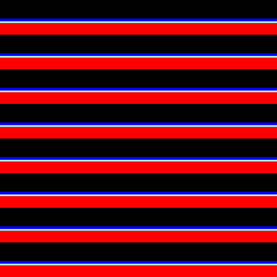 [ Thumbnail: Black, Blue, Turquoise, and Red Colored Striped Pattern Acrylic Print ]