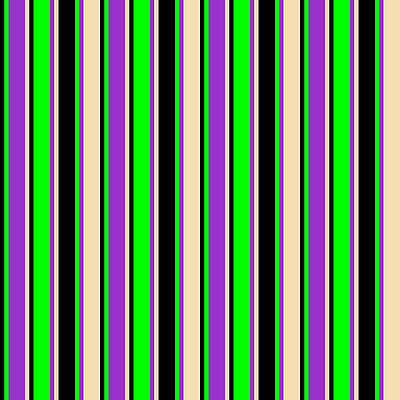 [ Thumbnail: Black, Lime, Dark Orchid, and Tan Colored Lined Pattern Duvet Cover ]
