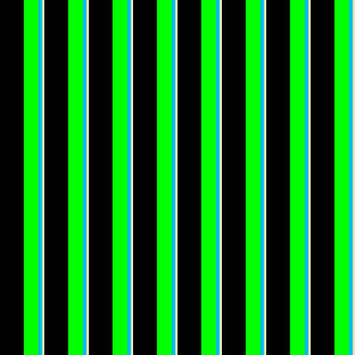 [ Thumbnail: Black, Lime, Deep Sky Blue, and Tan Colored Lined/Striped Pattern Acrylic Print ]