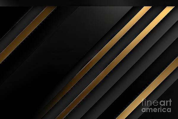 Wall Art - Painting - Black Luxury Background With Golden Diagonal Stripes Dark Elegant Dynamic Abstract Bg Trendy Geometric Grey Gradient Universal Minimal 3d Sale Modern Backdrop Amazing Shine Deluxe Lines Template by N Akkash