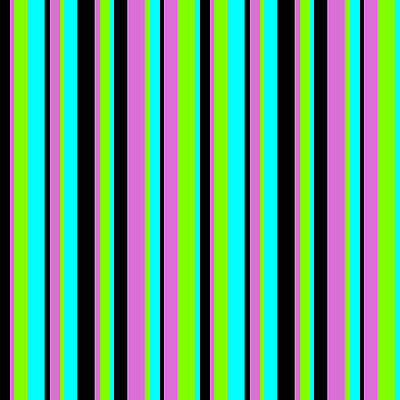 [ Thumbnail: Black, Orchid, Chartreuse, and Cyan Colored Pattern of Stripes Acrylic Print ]