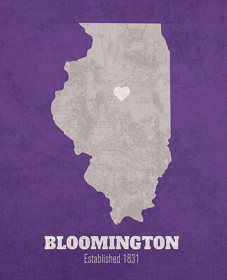 Wall Art - Mixed Media - Bloomington Illinois City Map Founded 1831 Northern University Color Palette by Design Turnpike
