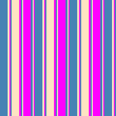 [ Thumbnail: Blue, Bisque, and Fuchsia Colored Lined Pattern Tote Bag ]