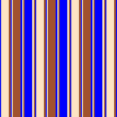 [ Thumbnail: Blue, Bisque, and Sienna Colored Lined/Striped Pattern Acrylic Print ]