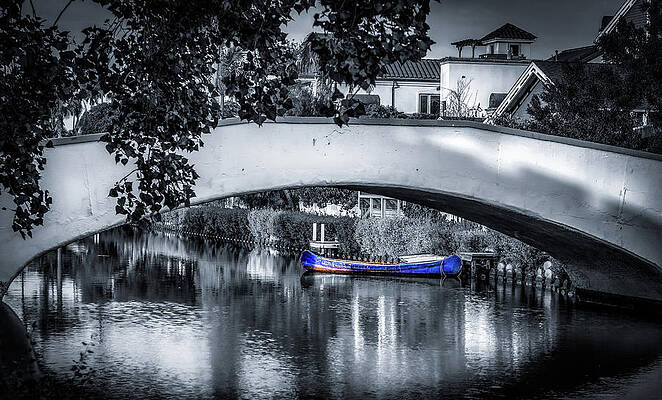 Blue Photograph - Blue Canoe On The Venice Canal by Dee Potter