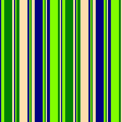 [ Thumbnail: Blue, Chartreuse, Green, and Tan Colored Lines/Stripes Pattern Art Print ]