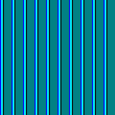 [ Thumbnail: Blue, Cyan, Black, and Teal Colored Stripes Pattern Duvet Cover ]