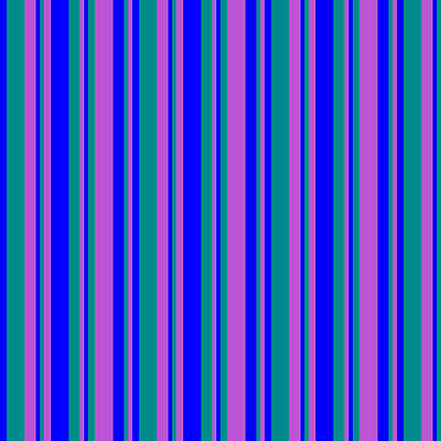 [ Thumbnail: Blue, Dark Cyan, and Orchid Colored Lines/Stripes Pattern Tapestry ]