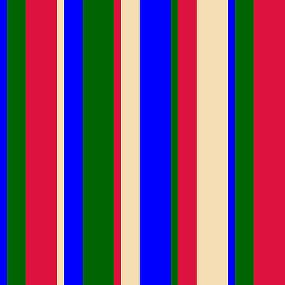[ Thumbnail: Blue, Dark Green, Crimson, and Tan Colored Stripes/Lines Pattern Acrylic Print ]
