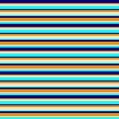 [ Thumbnail: Blue, Dark Orange, Bisque, and Cyan Colored Lined Pattern Acrylic Print ]