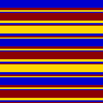 [ Thumbnail: Blue, Dark Red, and Yellow Colored Stripes/Lines Pattern Acrylic Print ]