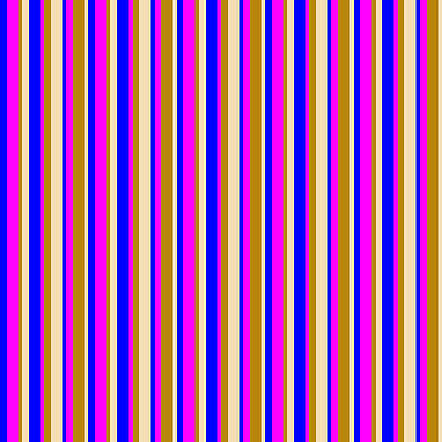 [ Thumbnail: Blue, Fuchsia, Dark Goldenrod, and Tan Colored Stripes/Lines Pattern Art Print ]