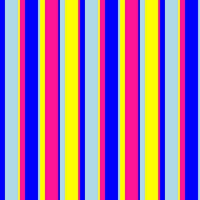 [ Thumbnail: Blue, Light Blue, Yellow, and Deep Pink Colored Striped/Lined Pattern Framed Print ]