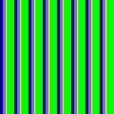 [ Thumbnail: Blue, Medium Slate Blue, Yellow, and Lime Colored Stripes/Lines Pattern Wood Print ]