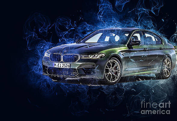 BMW M5 CS 2022' Poster, picture, metal print, paint by Basues