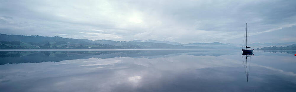 Boat in a river, Huon River, Tasmania, Australia by Panoramic Images Boat in a river, Huon River, Tasmania, Australia by Panoramic Images
