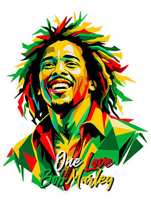 Wall Art - Digital Art - Bob Marley Portrait WPAP Pop Art #3 by Vector Artnesia