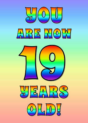 [ Thumbnail: Bold, Exciting, Multicolored Rainbow Spectrum 19th Birthday Greeting Message Jigsaw Puzzle ]