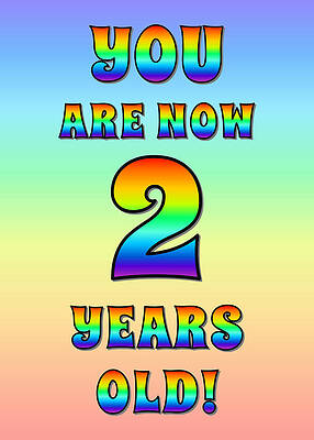 [ Thumbnail: Bold, Exciting, Multicolored Rainbow Spectrum 2nd Birthday Greeting Message Sticker ]