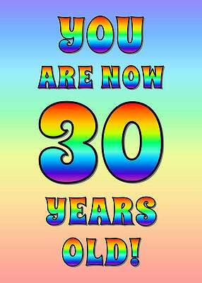 [ Thumbnail: Bold, Exciting, Multicolored Rainbow Spectrum 30th Birthday Greeting Message Metal Print ]