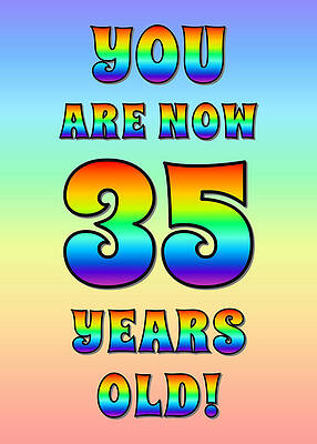 [ Thumbnail: Bold, Exciting, Multicolored Rainbow Spectrum 35th Birthday Greeting Message Greeting Card ]