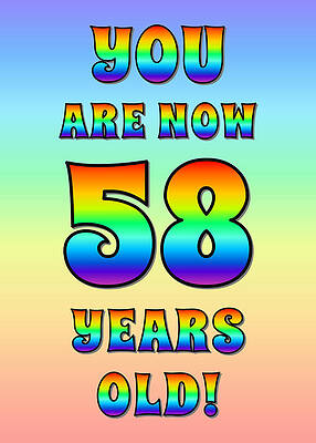 [ Thumbnail: Bold, Exciting, Multicolored Rainbow Spectrum 58th Birthday Greeting Message Metal Print ]