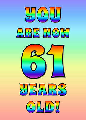 [ Thumbnail: Bold, Exciting, Multicolored Rainbow Spectrum 61st Birthday Greeting Message Sticker ]