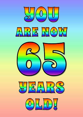 [ Thumbnail: Bold, Exciting, Multicolored Rainbow Spectrum 65th Birthday Greeting Message Jigsaw Puzzle ]