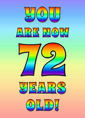 [ Thumbnail: Bold, Exciting, Multicolored Rainbow Spectrum 72nd Birthday Greeting Message Poster ]