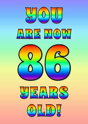 [ Thumbnail: Bold, Exciting, Multicolored Rainbow Spectrum 86th Birthday Greeting Message Metal Print ]