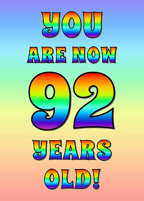 [ Thumbnail: Bold, Exciting, Multicolored Rainbow Spectrum 92nd Birthday Greeting Message Greeting Card ]